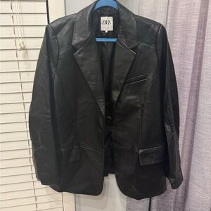 Zara faux leather blazer